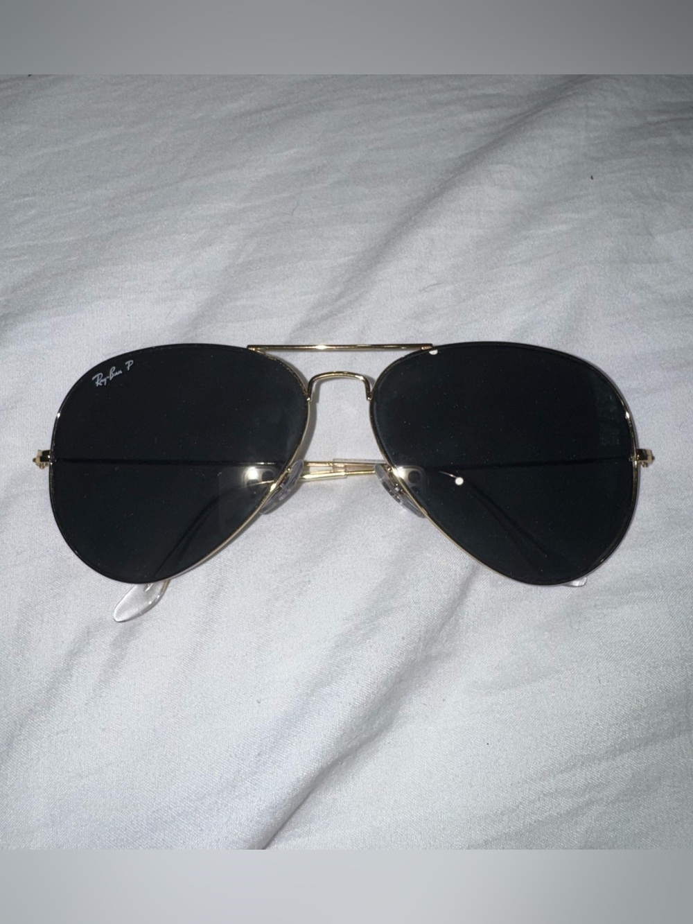 Ray-Ban Aviator Polarized Sunglasses - Gold Frame, Black Lenses